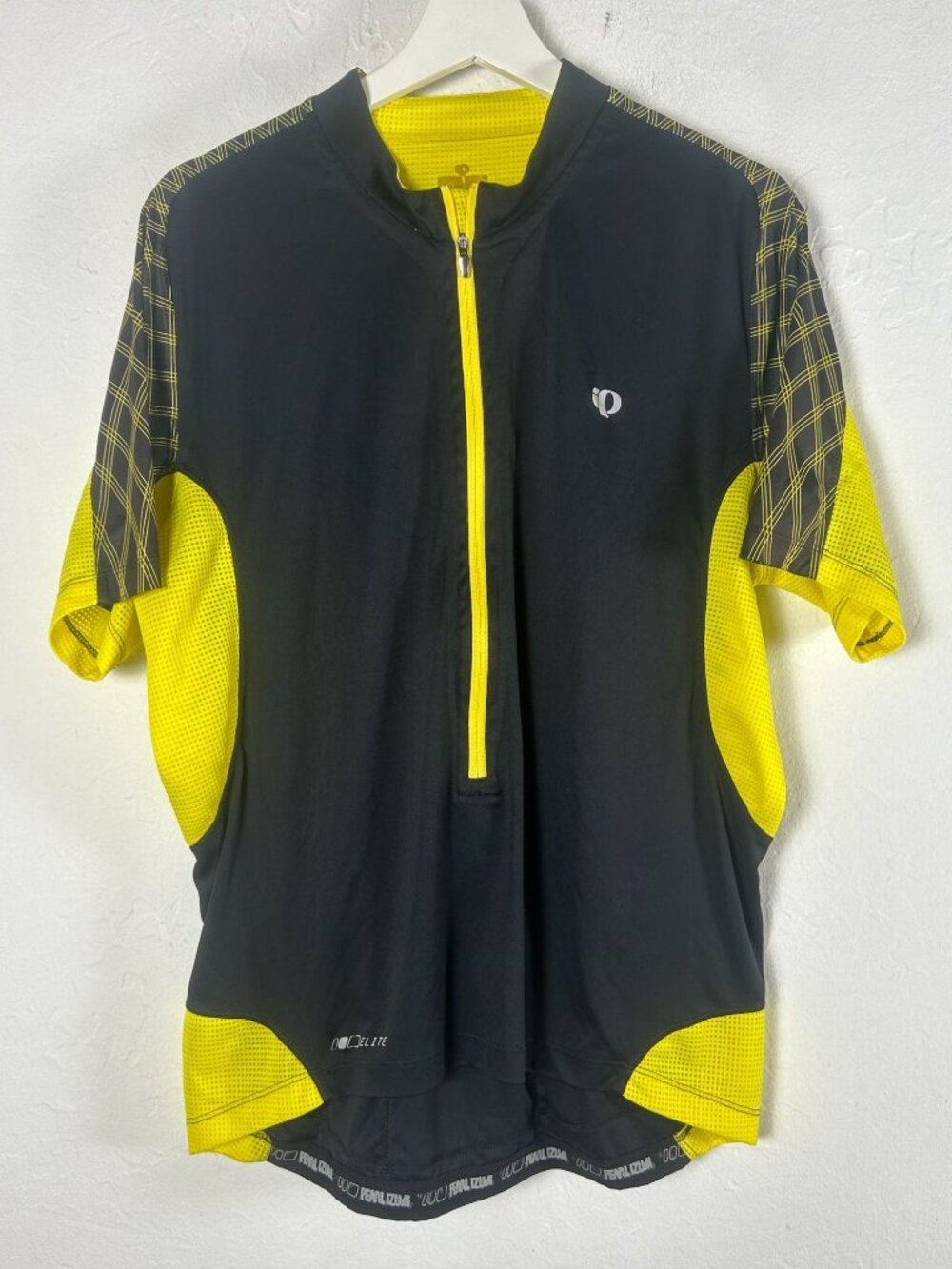 Pearl Izumi Elite Series Cycling Jersey Short Sleeve Black Yellow Zip Pullover